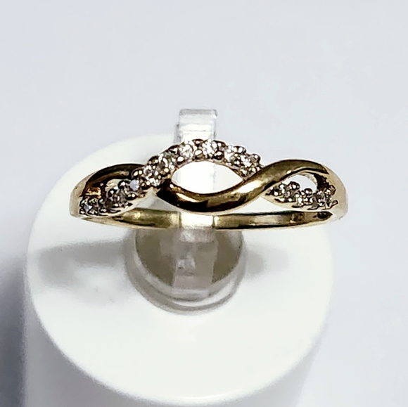 0.20 CTW Genuine Diamond Wave 10KY GOLD Ring 7.5 - Picture 8 of 10